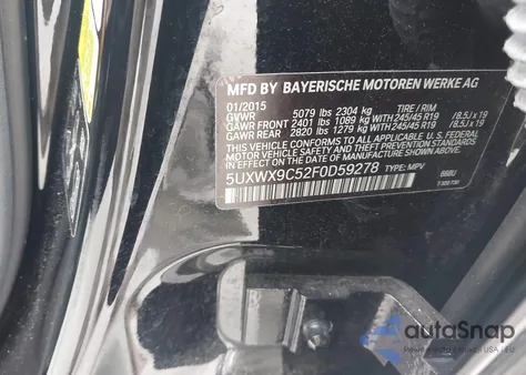 2015 BMW X3 xDrive28I z USA, uszkodzony, nr VIN 5UXWX9C52F0D59278